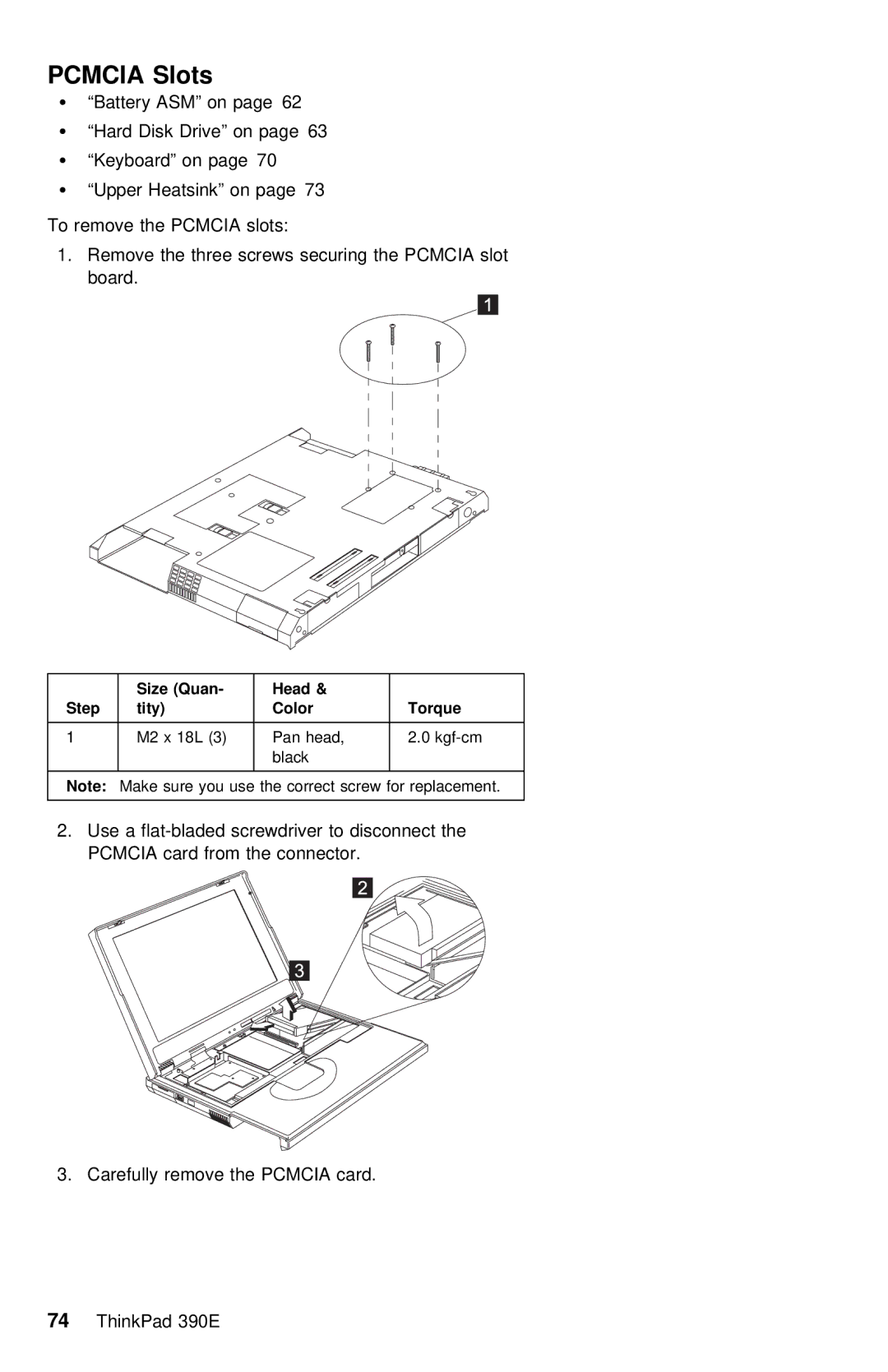 IBM 390E manual Pcmcia Slots 