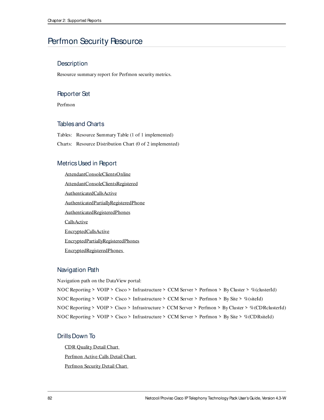 IBM 4.3-W manual Perfmon Security Resource, Resource summary report for Perfmon security metrics 