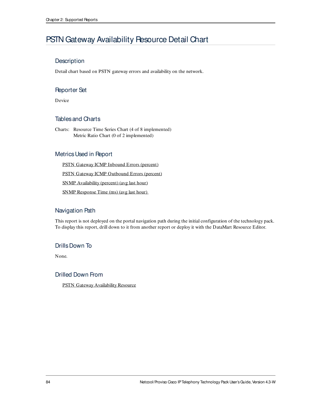 IBM 4.3-W manual Pstn Gateway Availability Resource Detail Chart, Device 