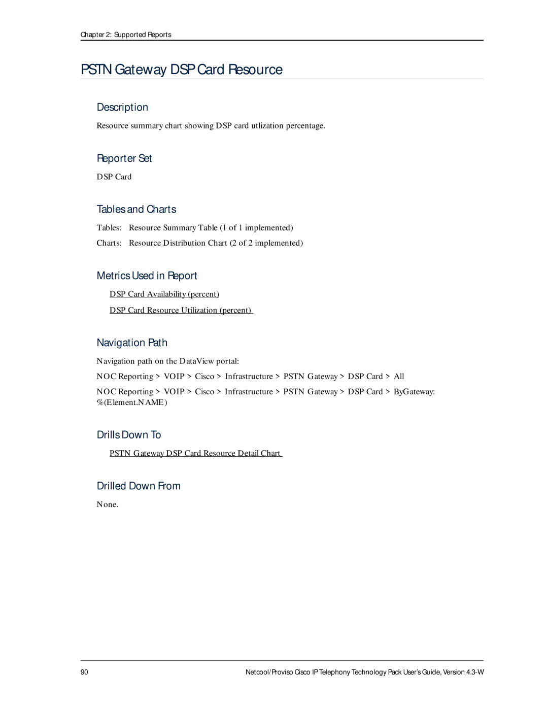 IBM 4.3-W manual Pstn Gateway DSP Card Resource Detail Chart 