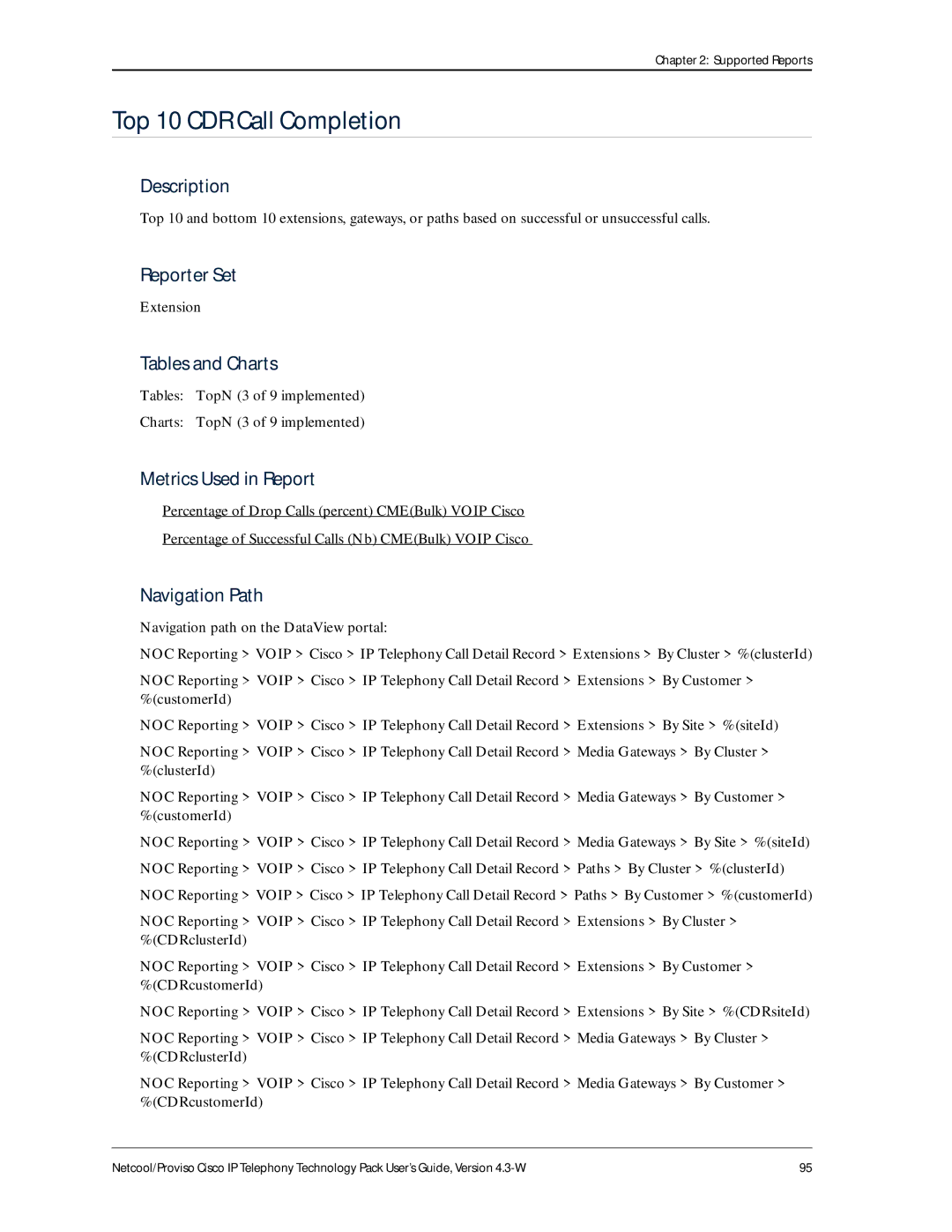 IBM 4.3-W manual Top 10 CDR Call Completion, Extension 