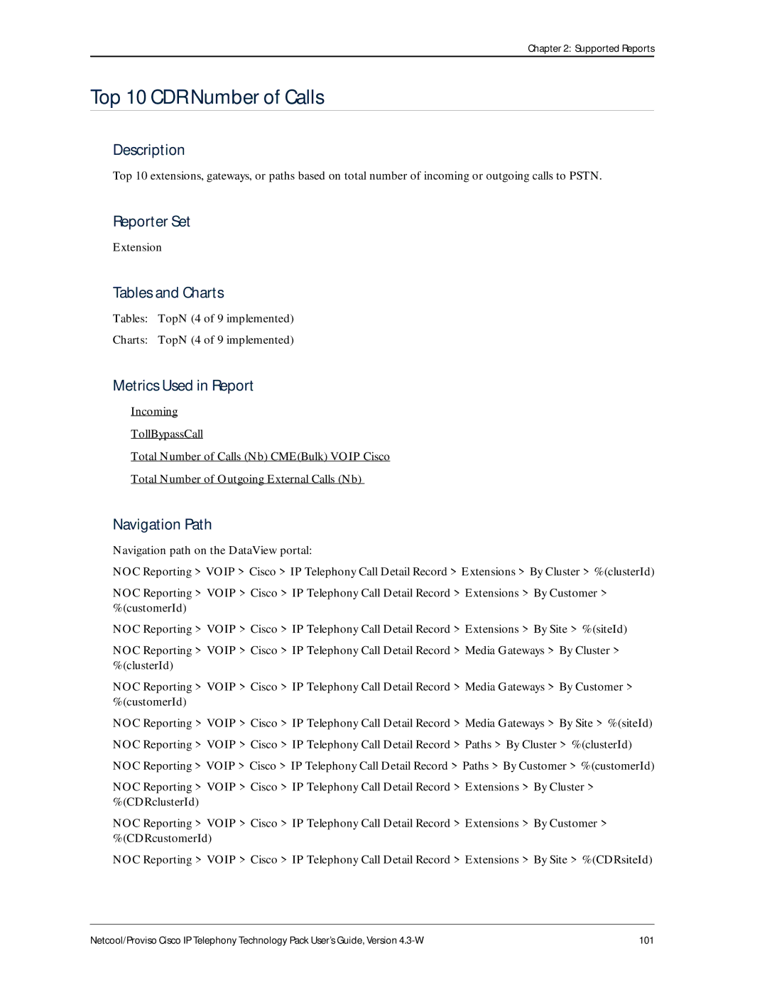 IBM 4.3-W manual Top 10 CDR Number of Calls, Extension 