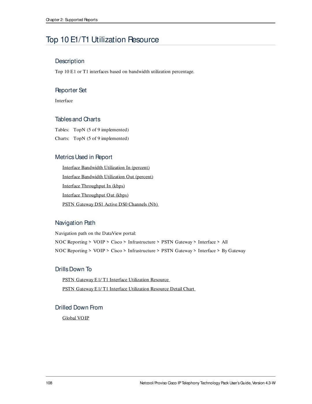 IBM 4.3-W manual Top 10 E1/T1 Utilization Resource, Interface 