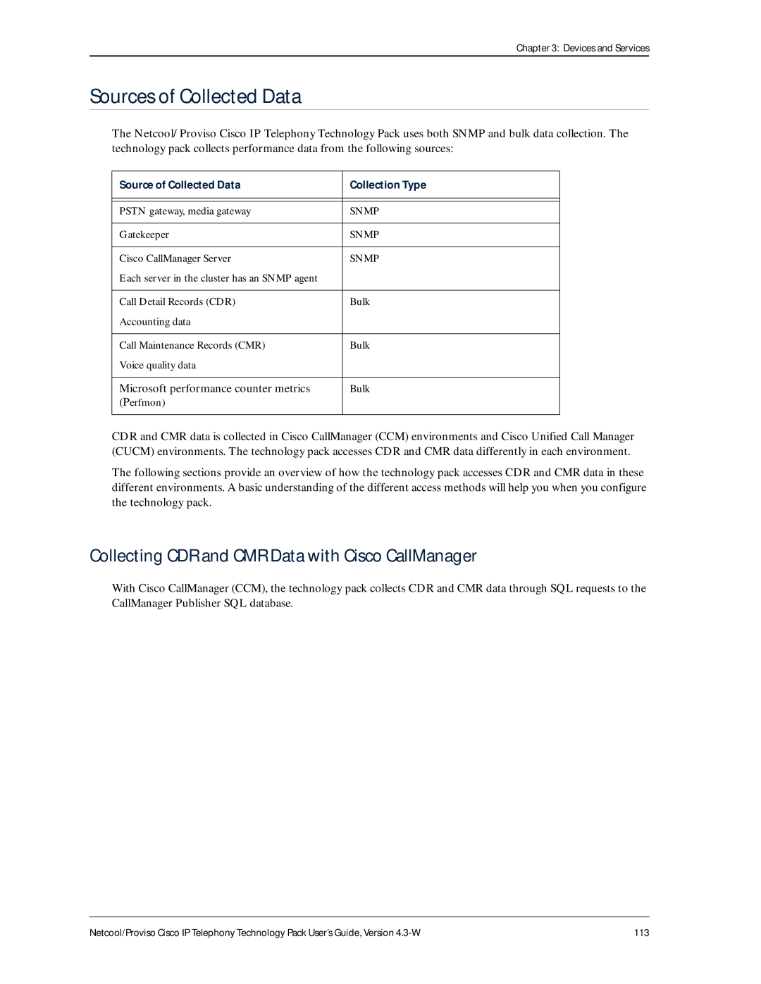 IBM 4.3-W manual Sources of Collected Data, Microsoft performance counter metrics 