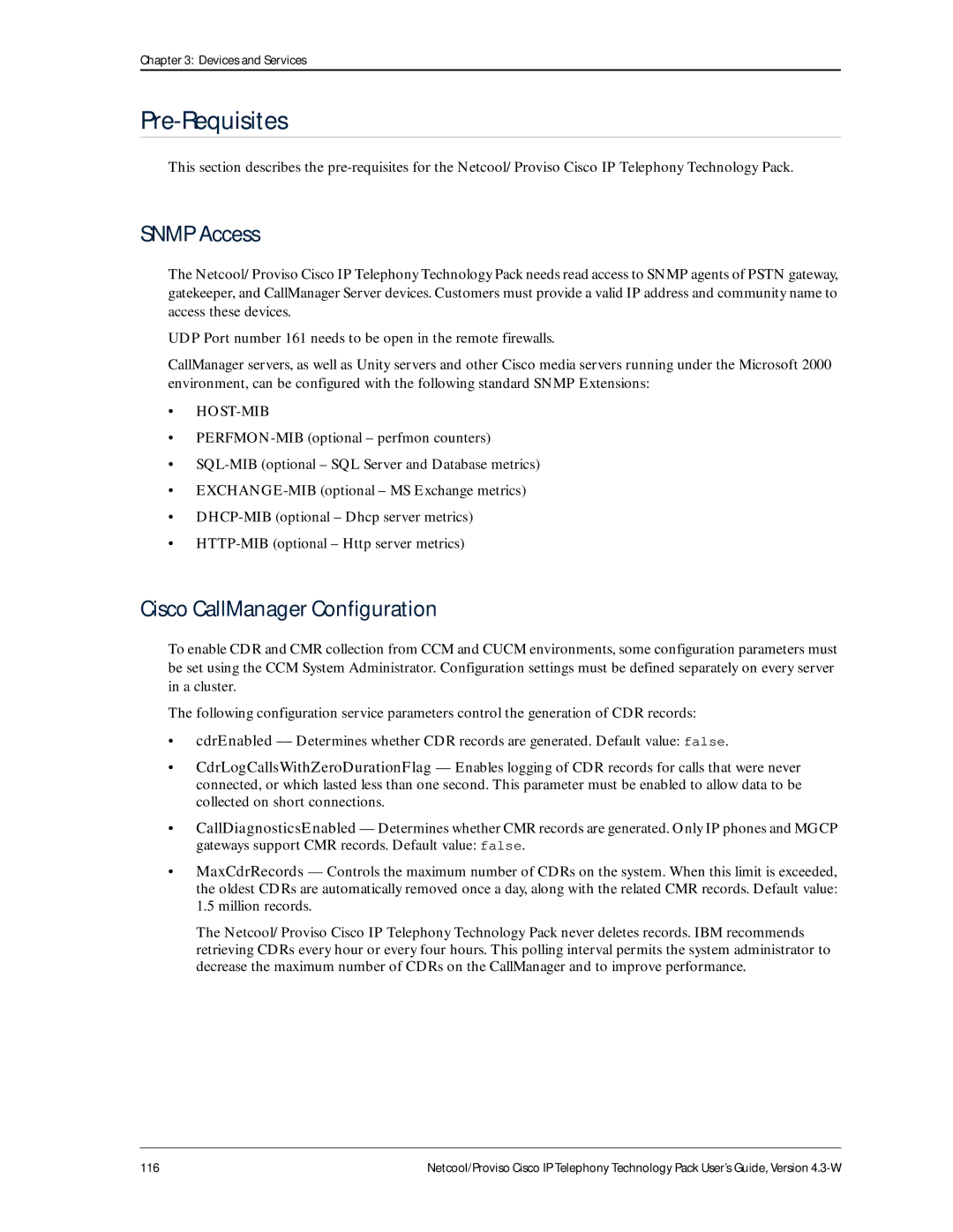 IBM 4.3-W manual Pre-Requisites, Snmp Access 