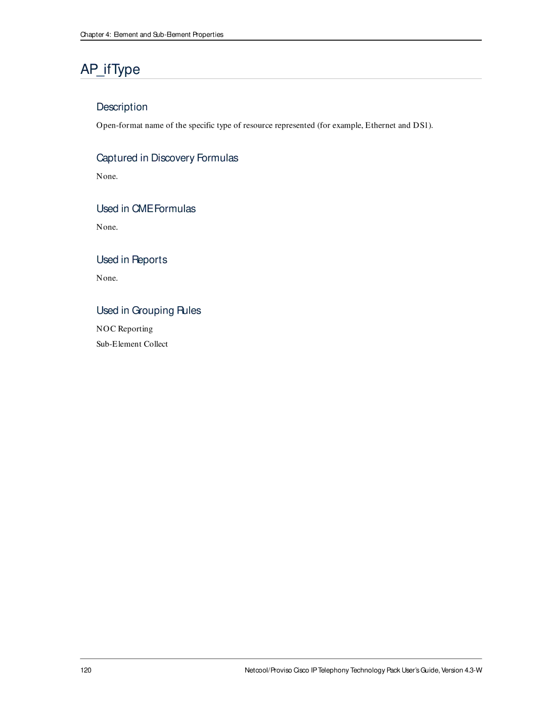 IBM 4.3-W manual APifType, NOC Reporting Sub-Element Collect 