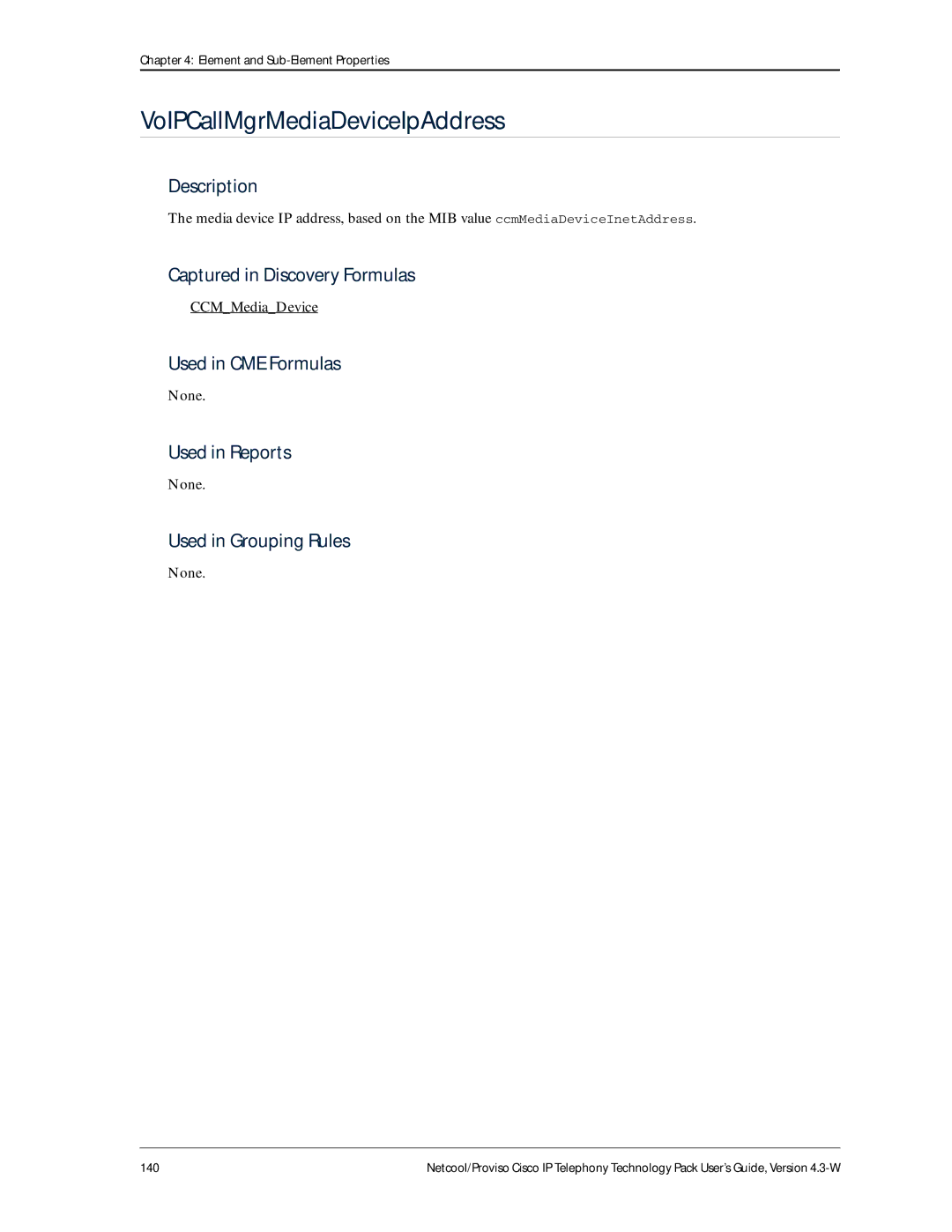 IBM 4.3-W manual VoIPCallMgrMediaDeviceIpAddress, CCMMediaDevice 