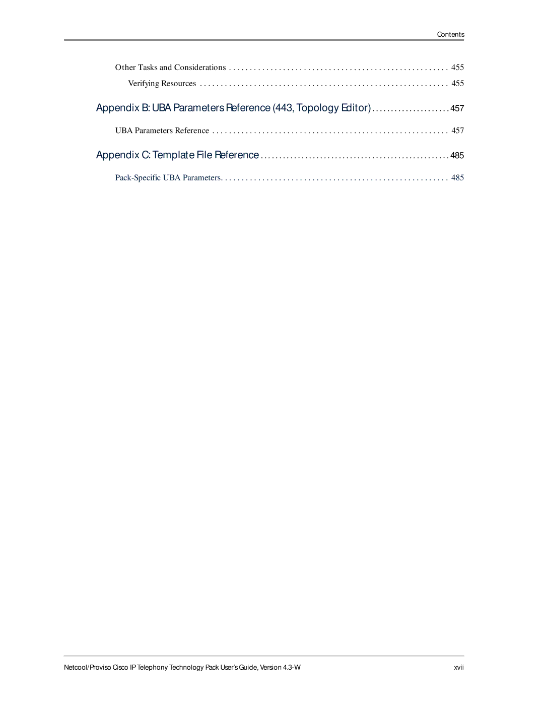 IBM 4.3-W manual Other Tasks and Considerations Verifying Resources, UBA Parameters Reference 