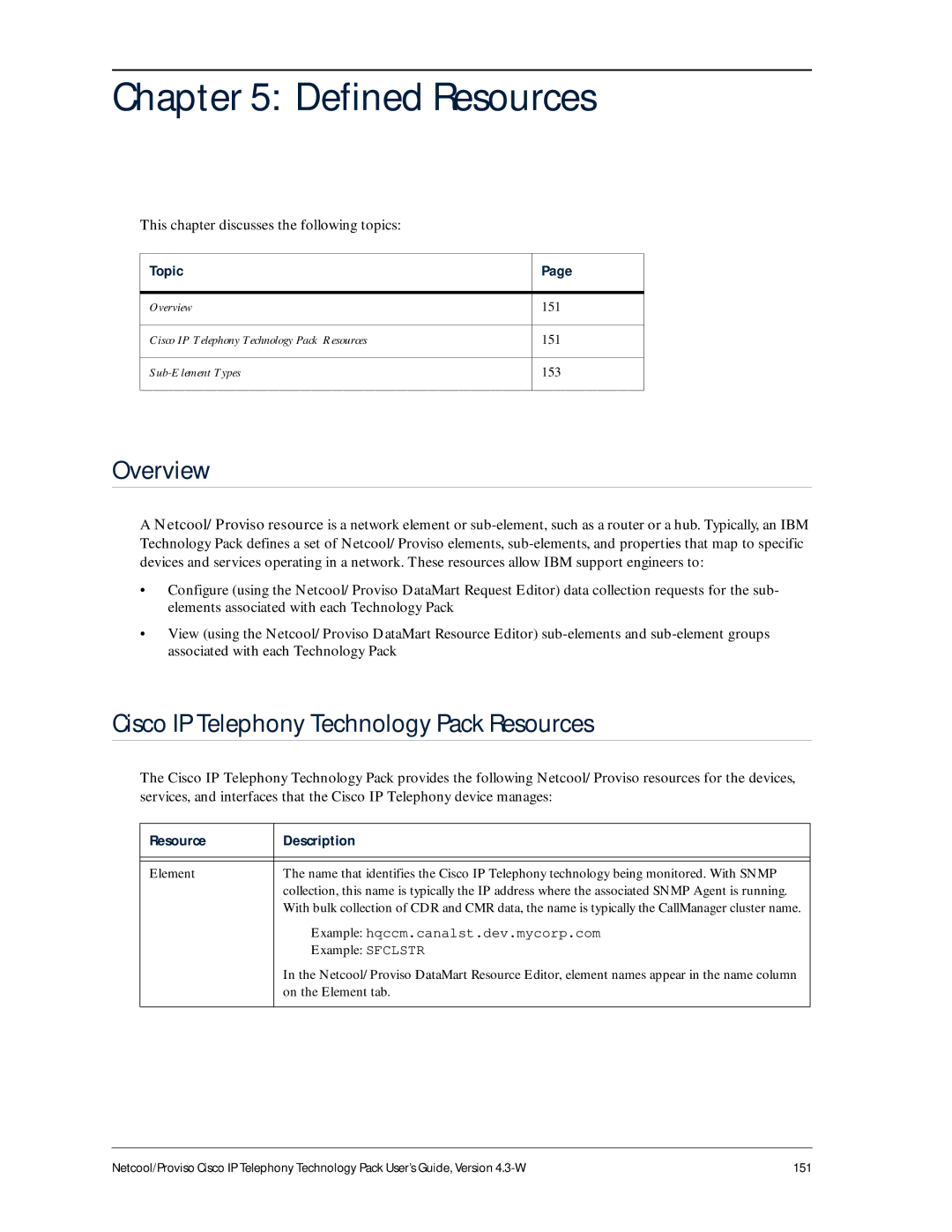 IBM 4.3-W manual Defined Resources, Cisco IP Telephony Technology Pack Resources 