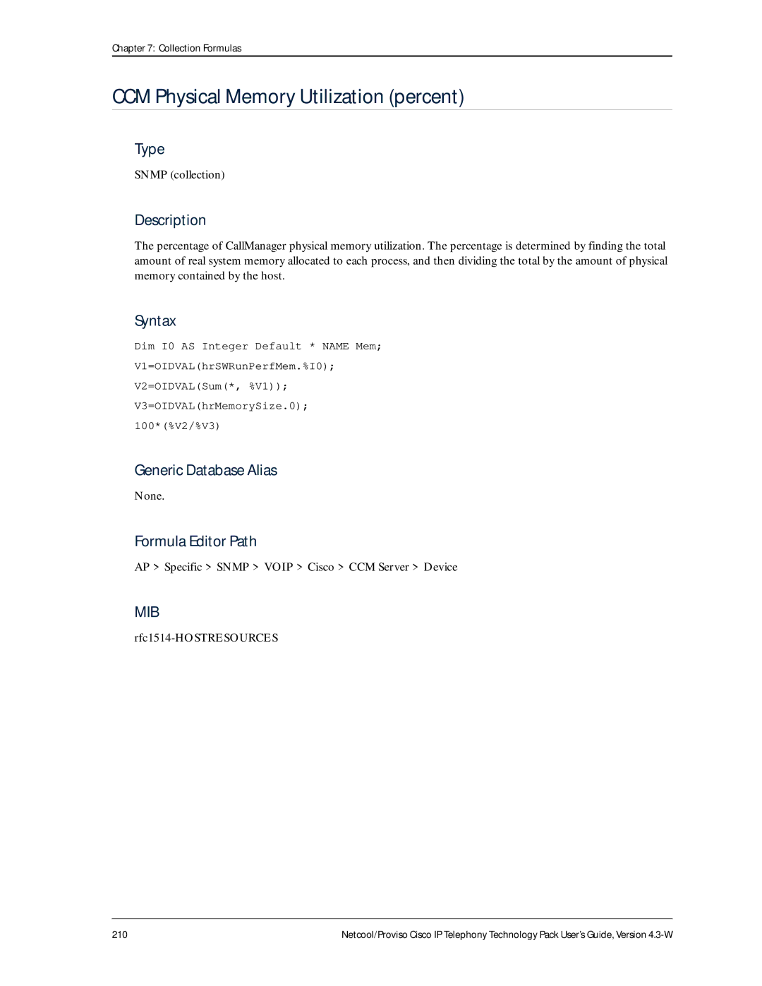 IBM 4.3-W manual CCM Physical Memory Utilization percent 