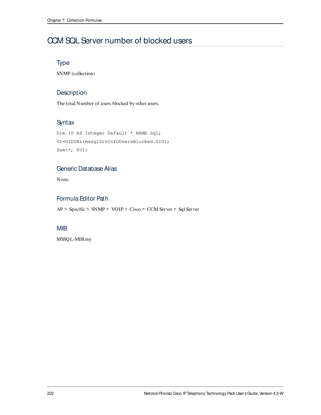 IBM 4.3-W manual CCM SQL Server number of blocked users, Total Number of users blocked by other users 