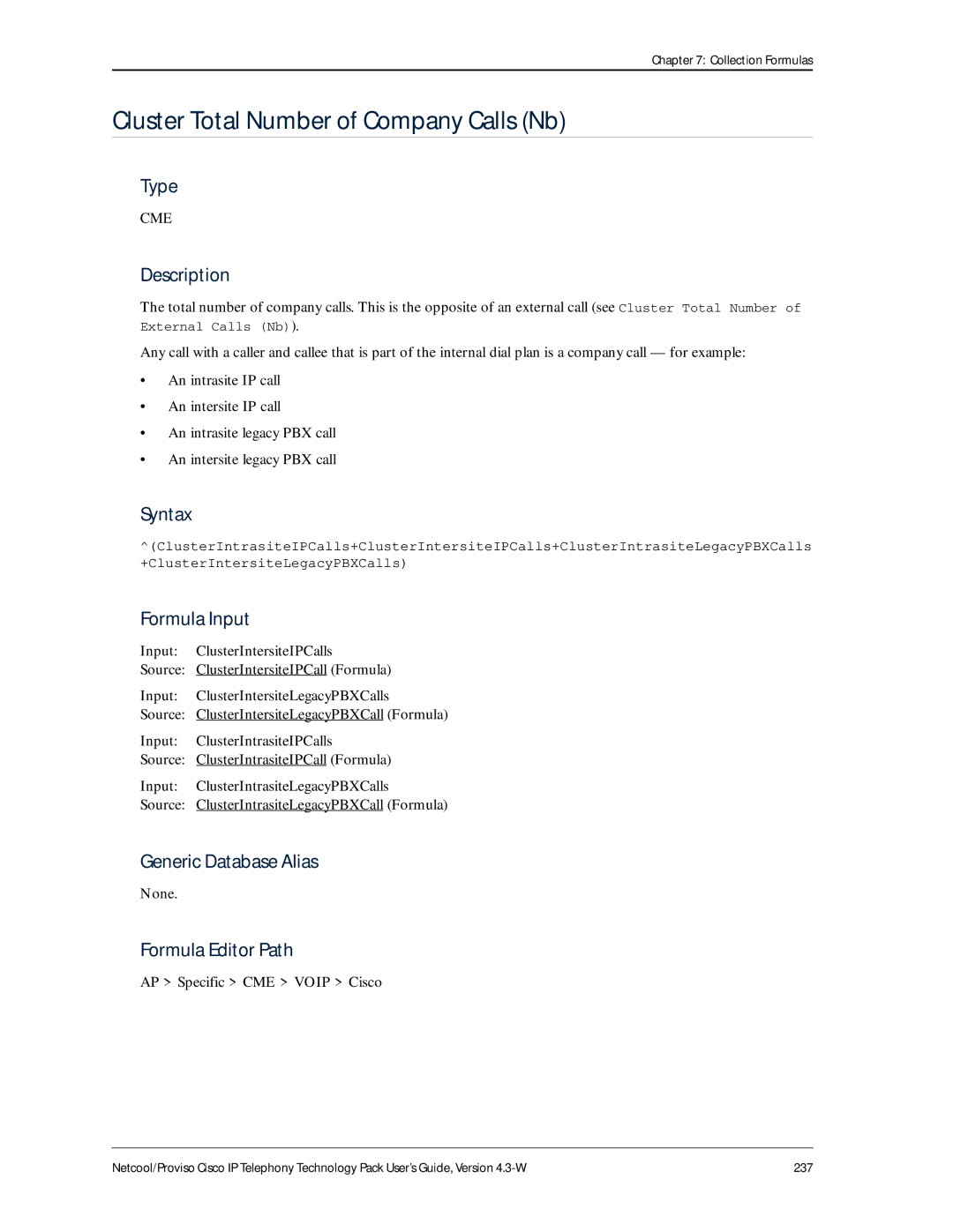 IBM 4.3-W manual Cluster Total Number of Company Calls Nb 