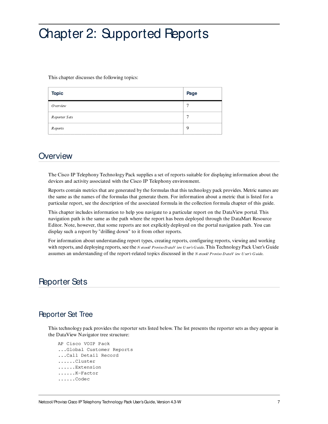 IBM 4.3-W manual Supported Reports, Reporter Sets 