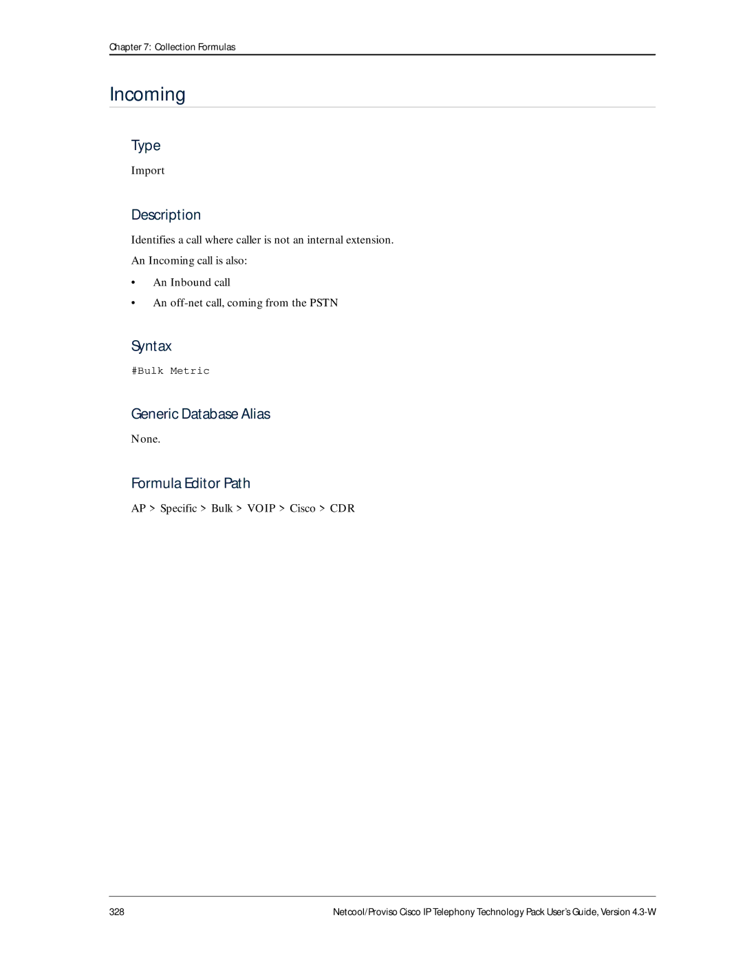 IBM 4.3-W manual Incoming, AP Specific Bulk Voip Cisco CDR 