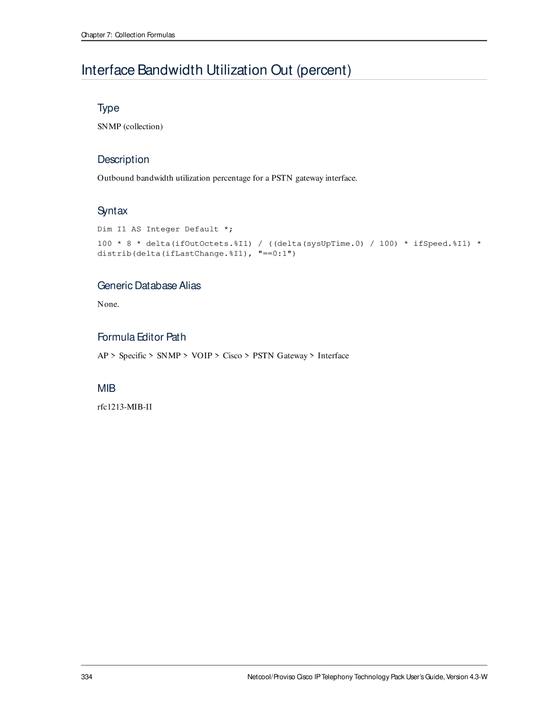 IBM 4.3-W manual Interface Bandwidth Utilization Out percent 