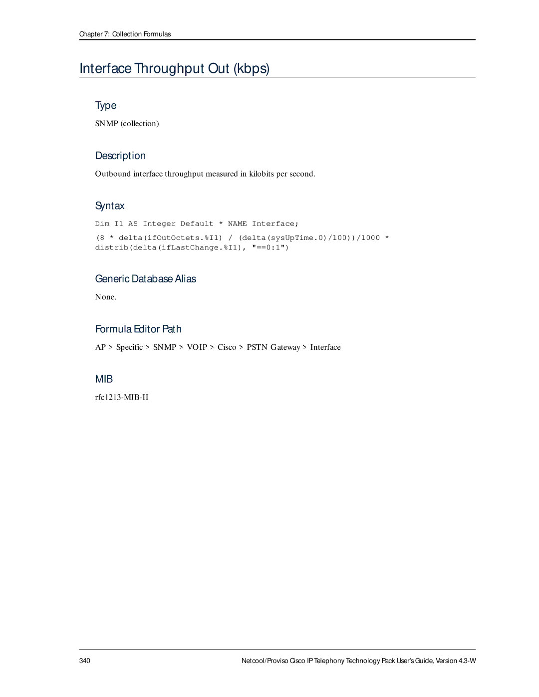 IBM 4.3-W manual Interface Throughput Out kbps 