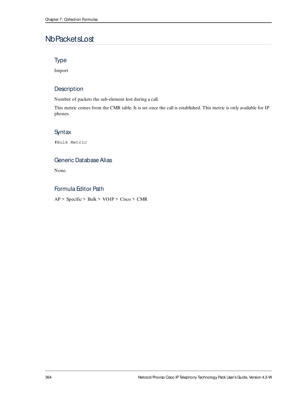 IBM 4.3-W manual NbPacketsLost, AP Specific Bulk Voip Cisco CMR 