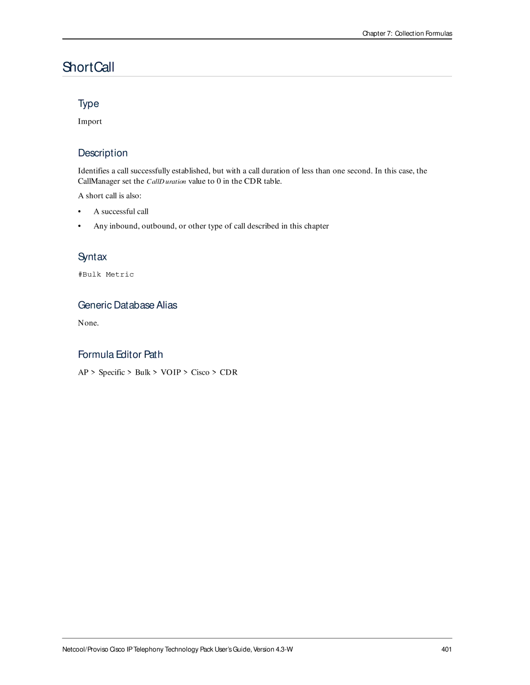 IBM 4.3-W manual ShortCall, AP Specific Bulk Voip Cisco CDR 