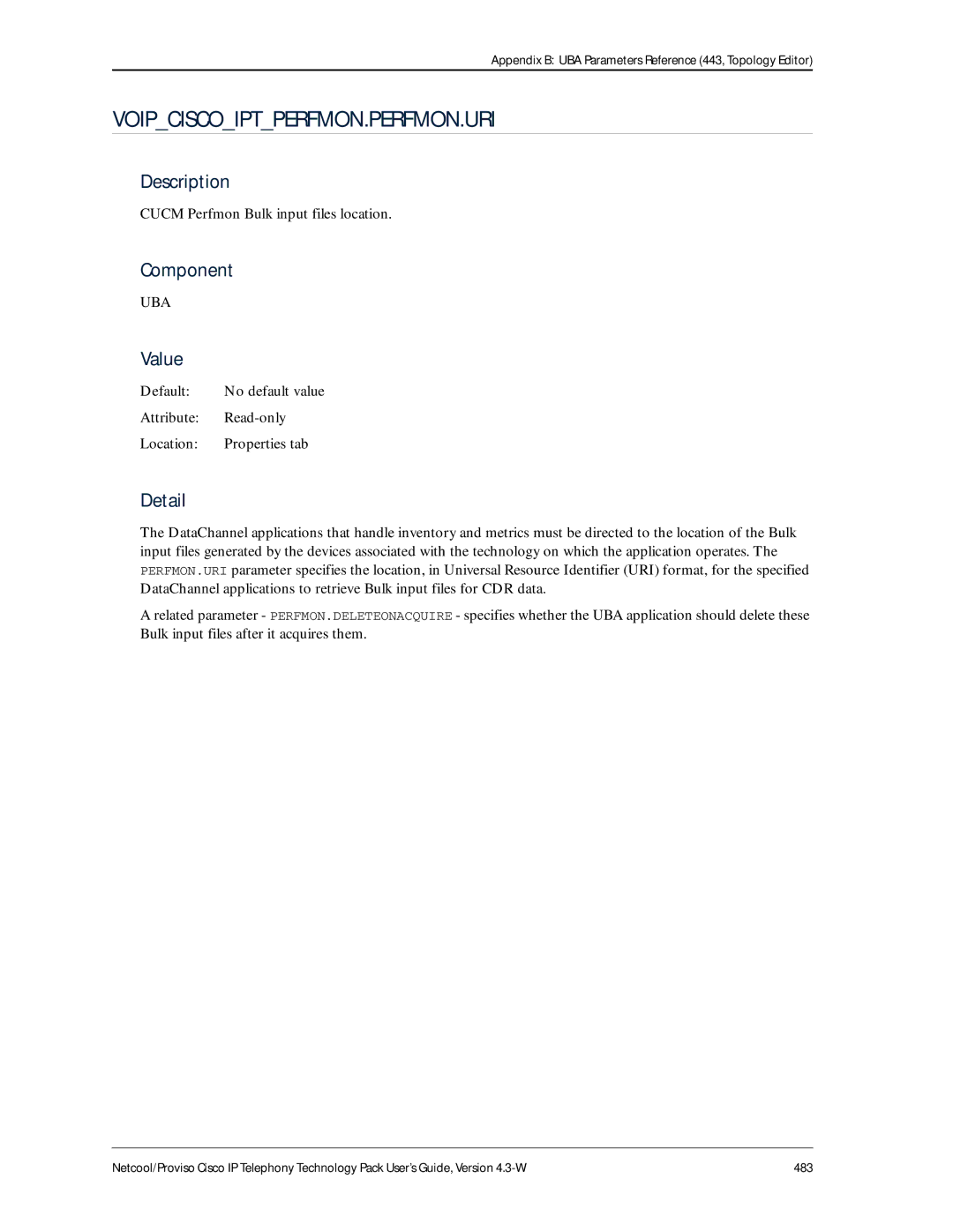 IBM 4.3-W manual Voipciscoiptperfmon.Perfmon.Uri, Cucm Perfmon Bulk input files location 