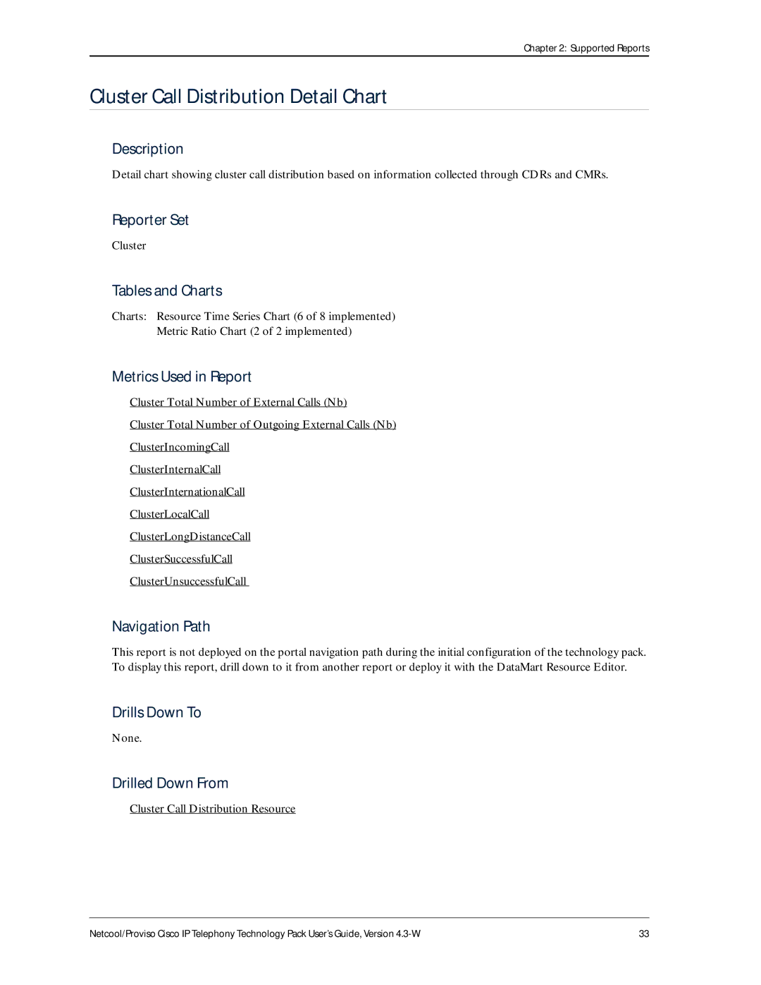 IBM 4.3-W manual Cluster Call Distribution Detail Chart 