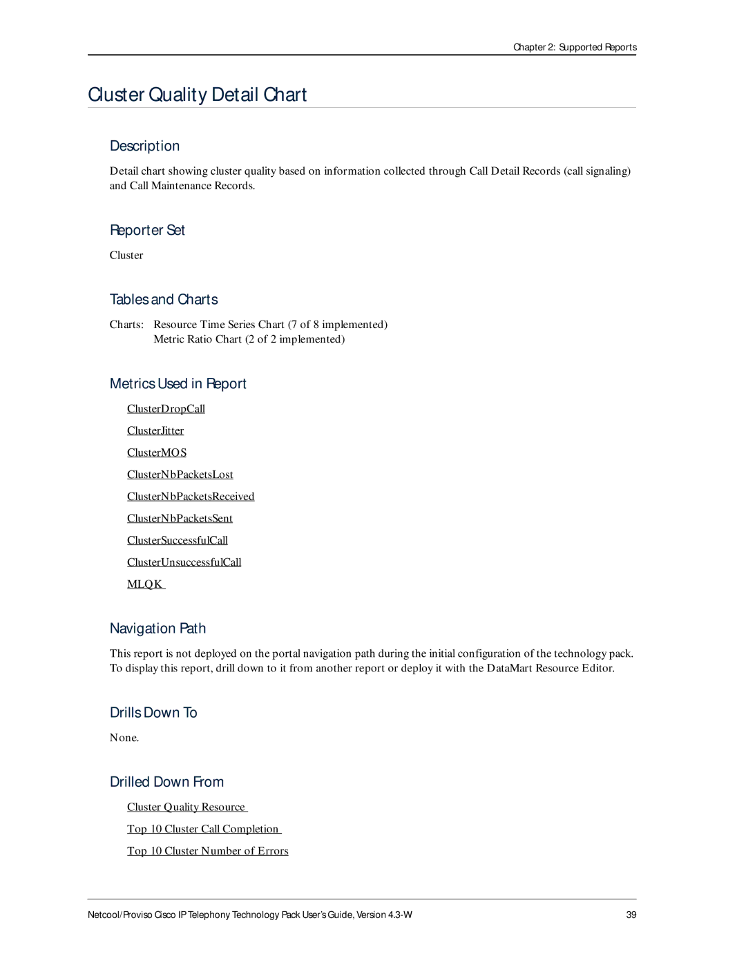 IBM 4.3-W manual Cluster Quality Detail Chart 