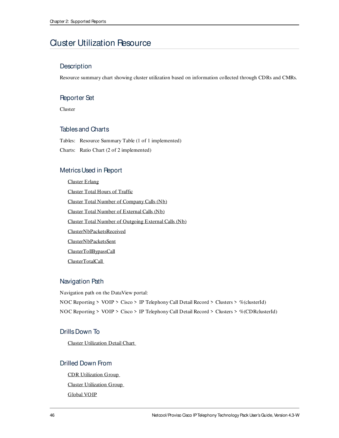 IBM 4.3-W manual Cluster Utilization Resource, CDR Utilization Group Cluster Utilization Group Global Voip 