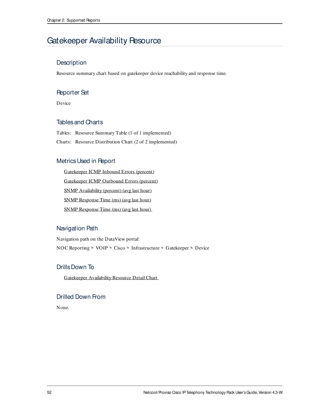 IBM 4.3-W manual Gatekeeper Availability Resource Detail Chart 