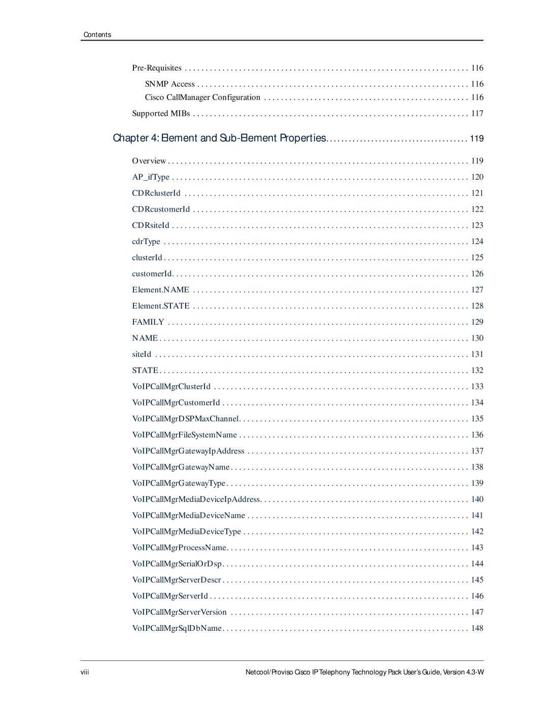 IBM 4.3-W manual Element and Sub-Element Properties 