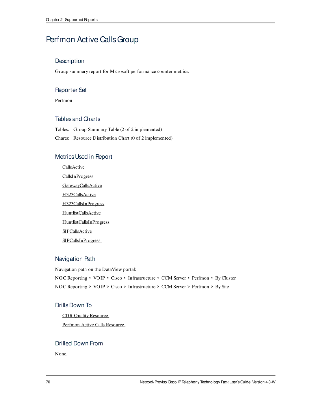 IBM 4.3-W manual Perfmon Active Calls Group, CDR Quality Resource Perfmon Active Calls Resource 