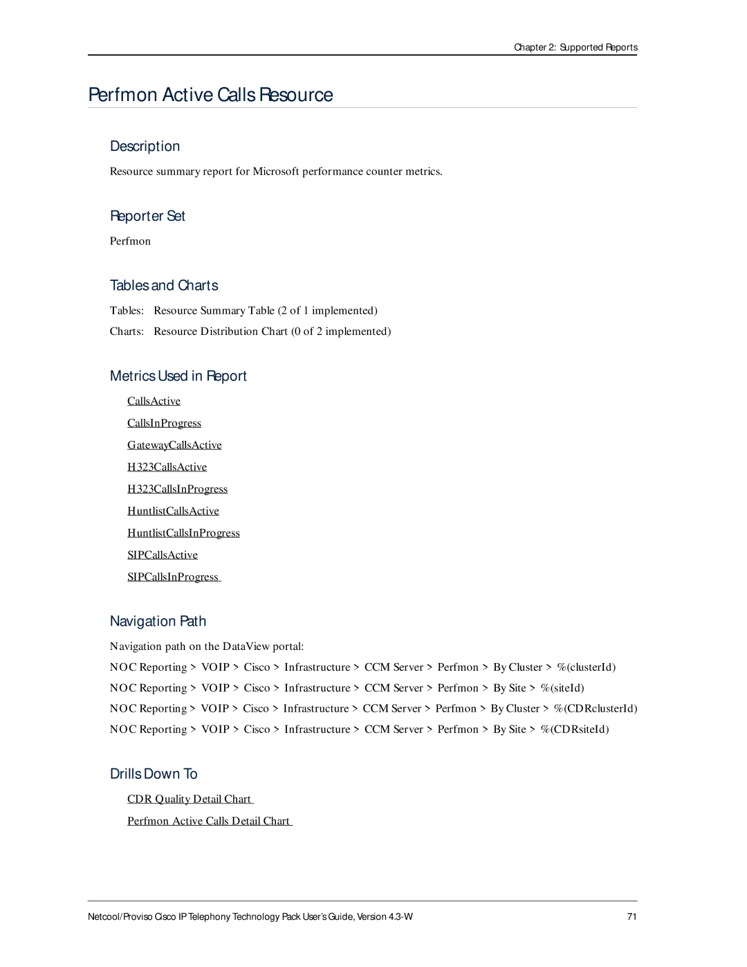 IBM 4.3-W manual Perfmon Active Calls Resource, CDR Quality Detail Chart Perfmon Active Calls Detail Chart 