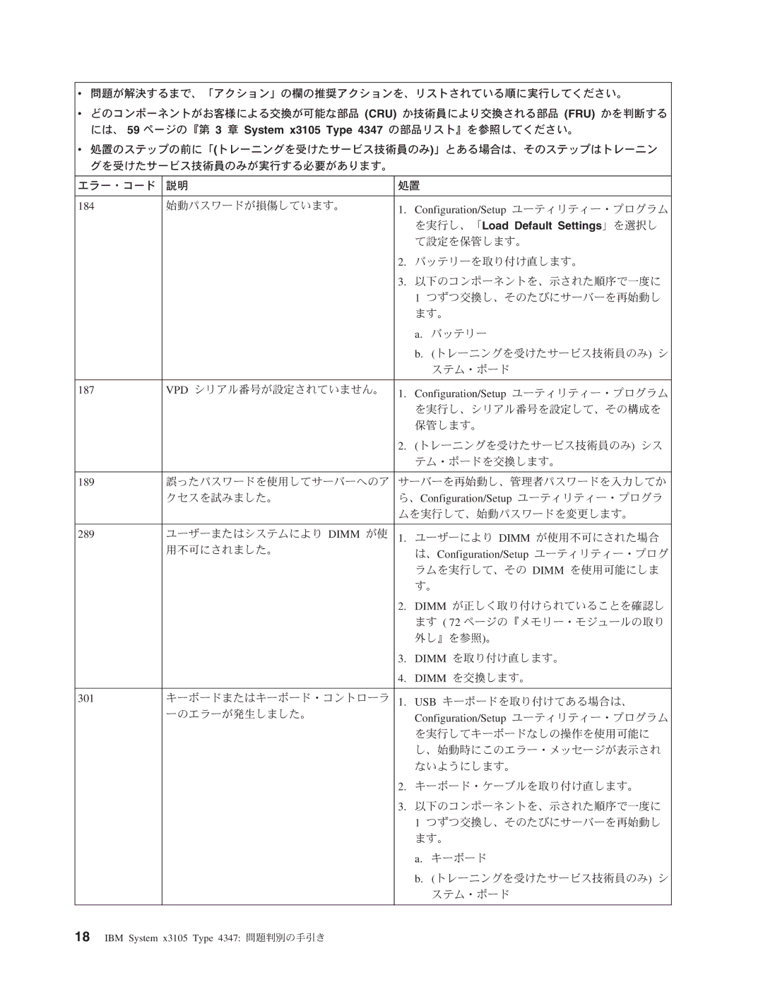 IBM 4347 manual 184, 、Configuration/Setup ユーティリティー・プログラ 