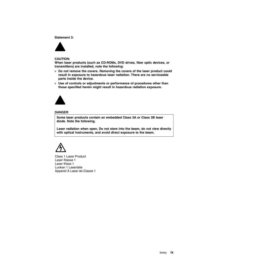 IBM 4364, 4365 manual Safety 