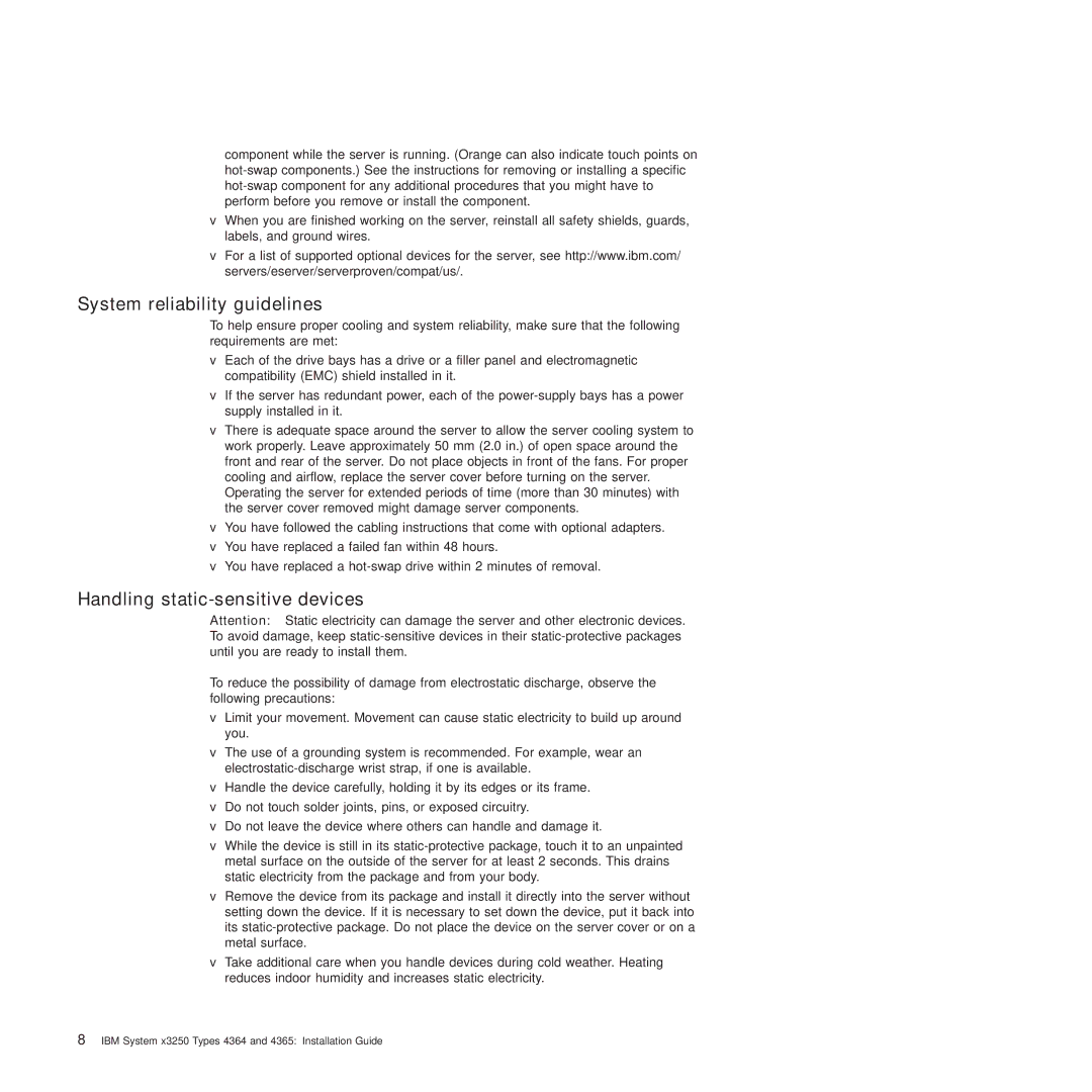 IBM 4365, 4364 manual System reliability guidelines, Handling static-sensitive devices 