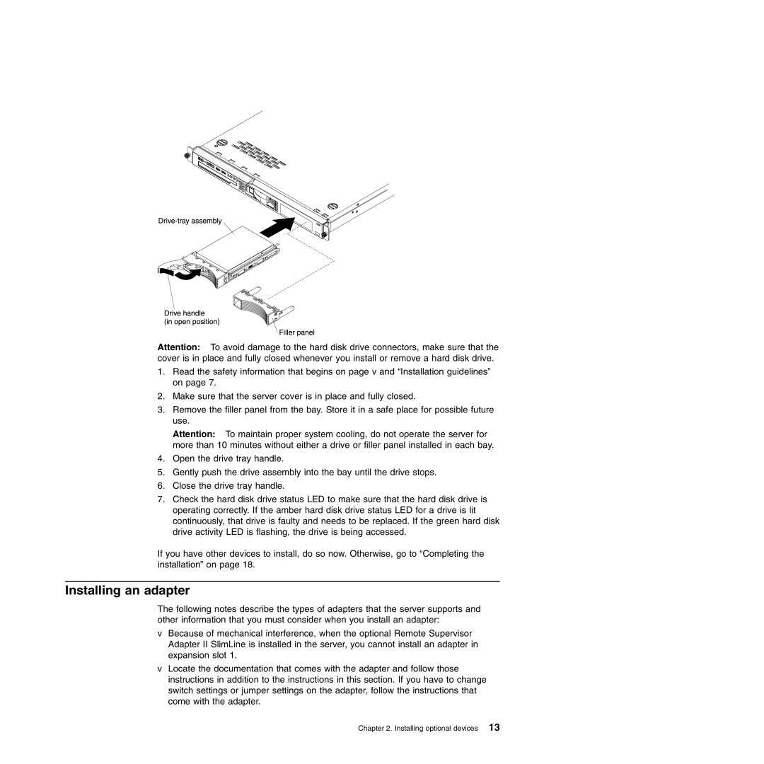 IBM 4364, 4365 manual Installing an adapter 