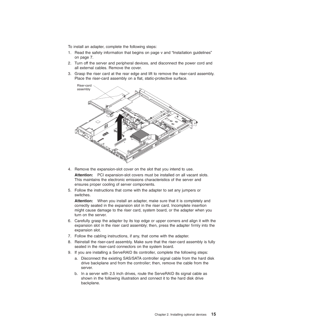 IBM 4364, 4365 manual Riser-card assembly 