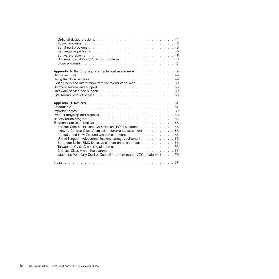 IBM manual Iv IBM System x3250 Types 4364 and 4365 Installation Guide 