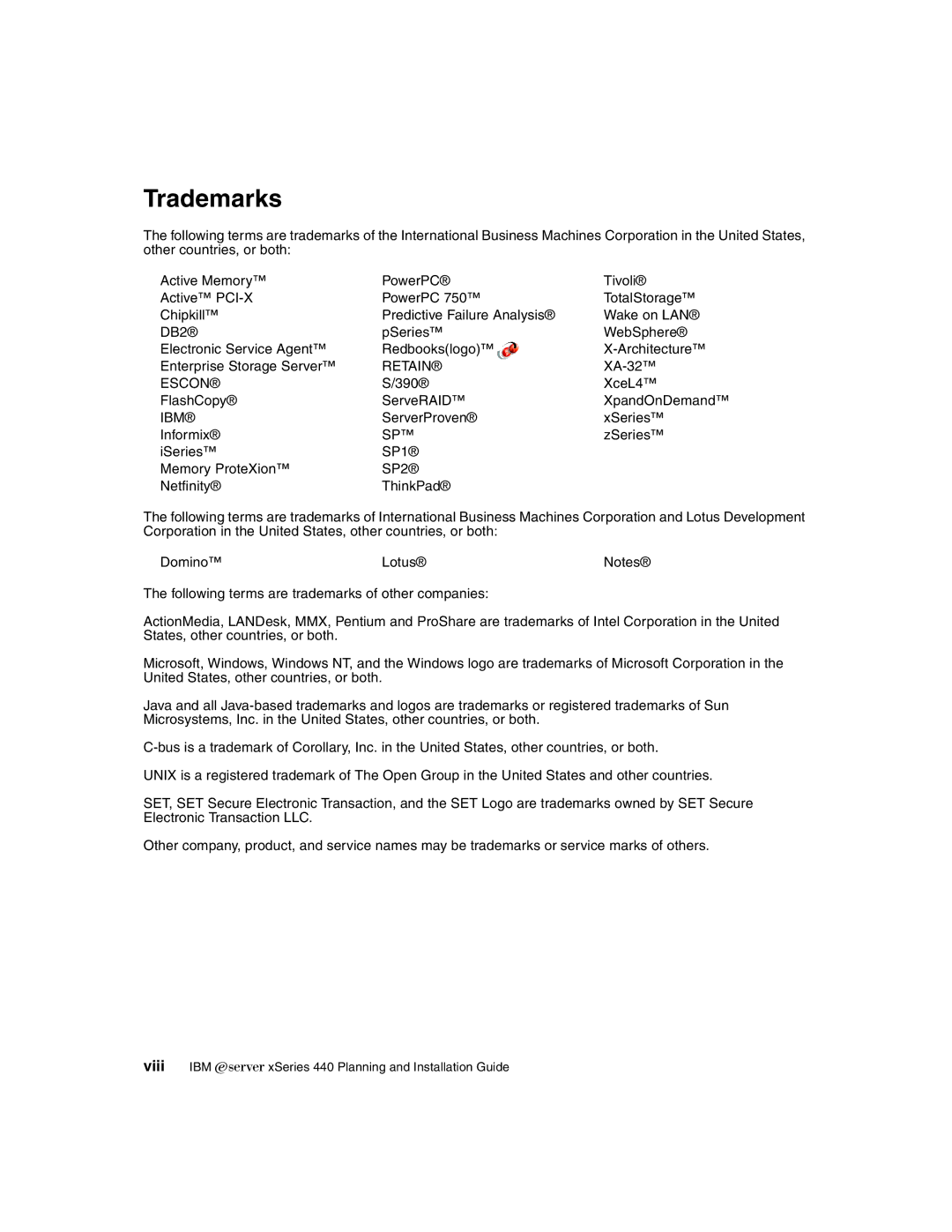 IBM 440 manual Trademarks, Ibm 