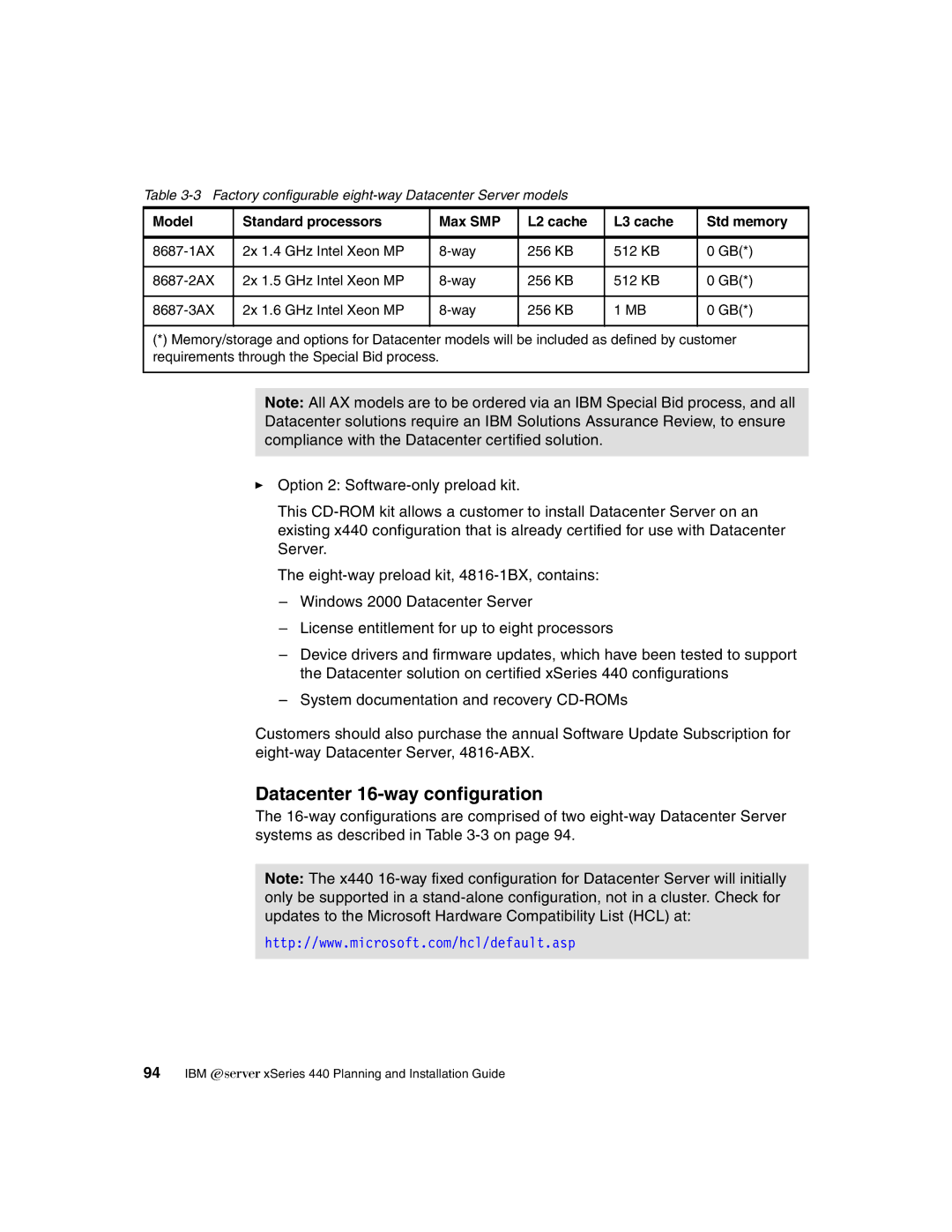 IBM 440 manual Datacenter 16-way configuration 