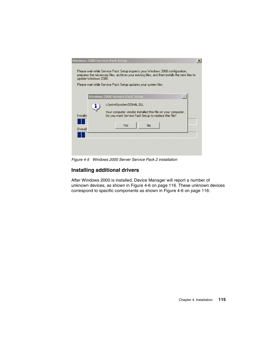 IBM 440 manual Installing additional drivers, Windows 2000 Server Service Pack 2 installation 