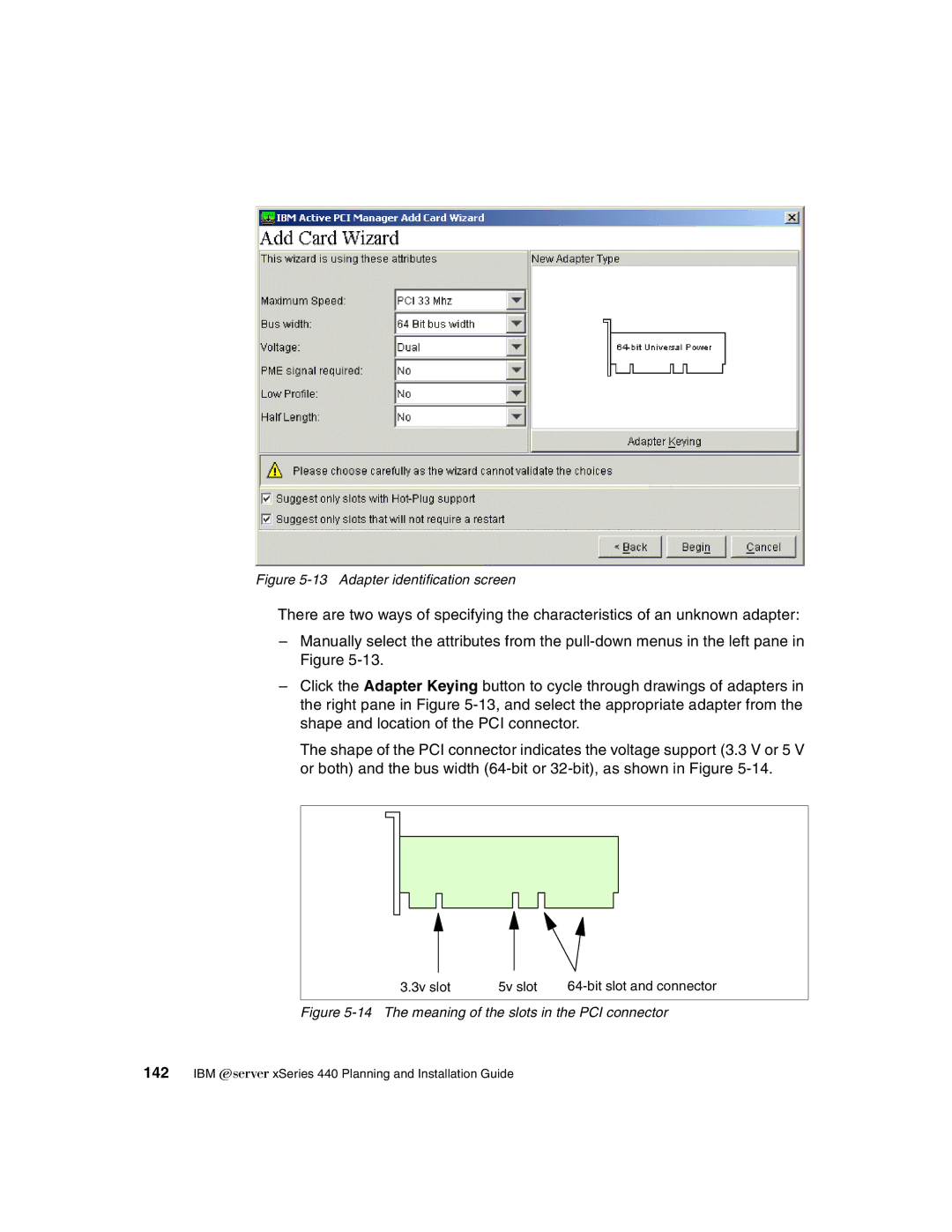 IBM 440 manual Adapter identification screen 