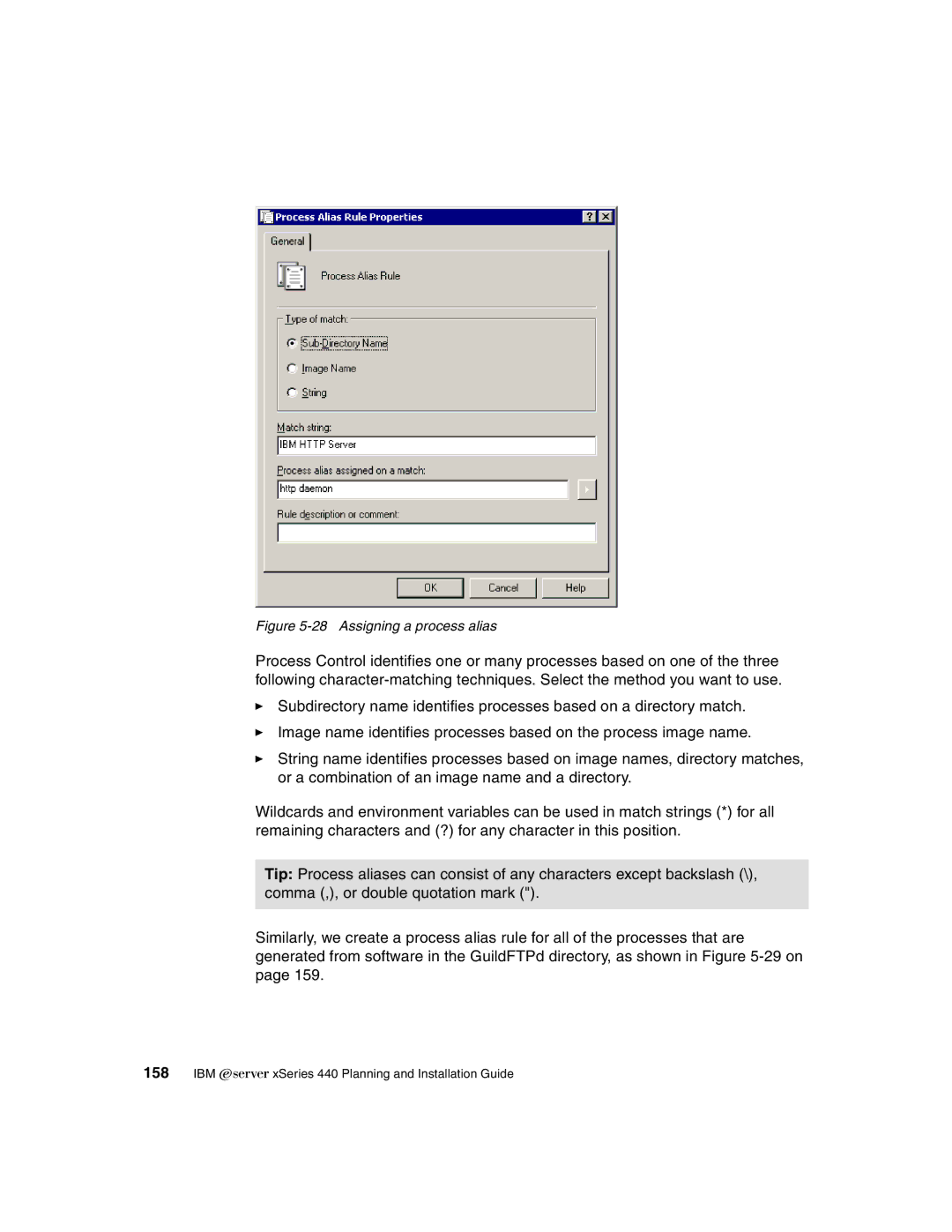 IBM 440 manual Assigning a process alias 