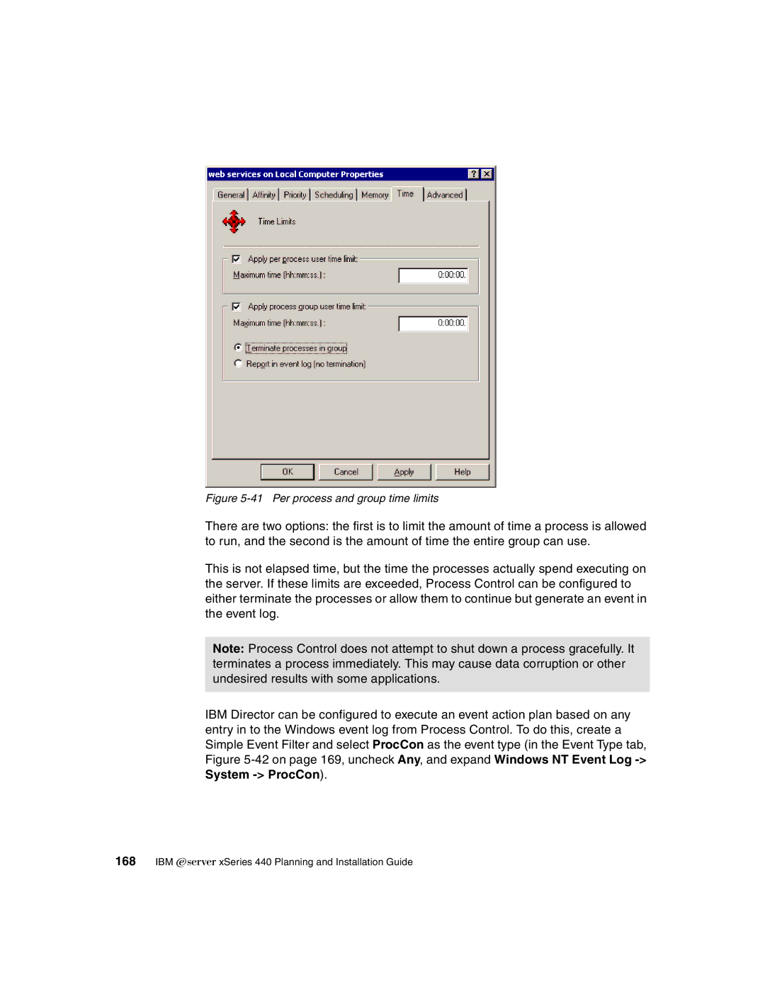 IBM 440 manual Per process and group time limits 