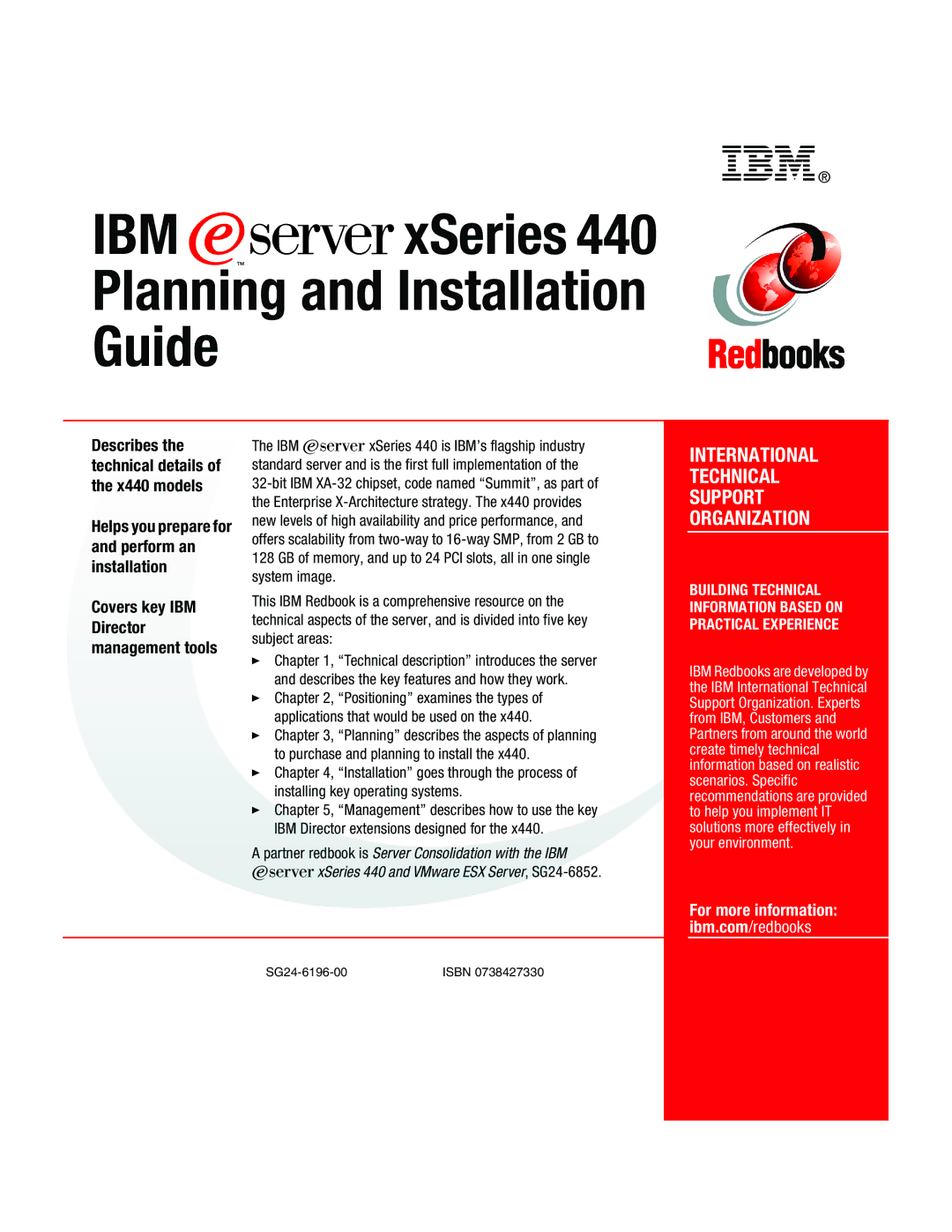 IBM 440 manual IBM xSeries Planning and Installation Guide, Helps you prepare for and perform an installation 