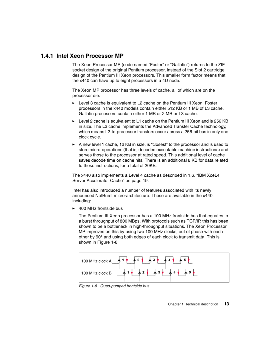 IBM 440 manual Intel Xeon Processor MP, Quad-pumped frontside bus 