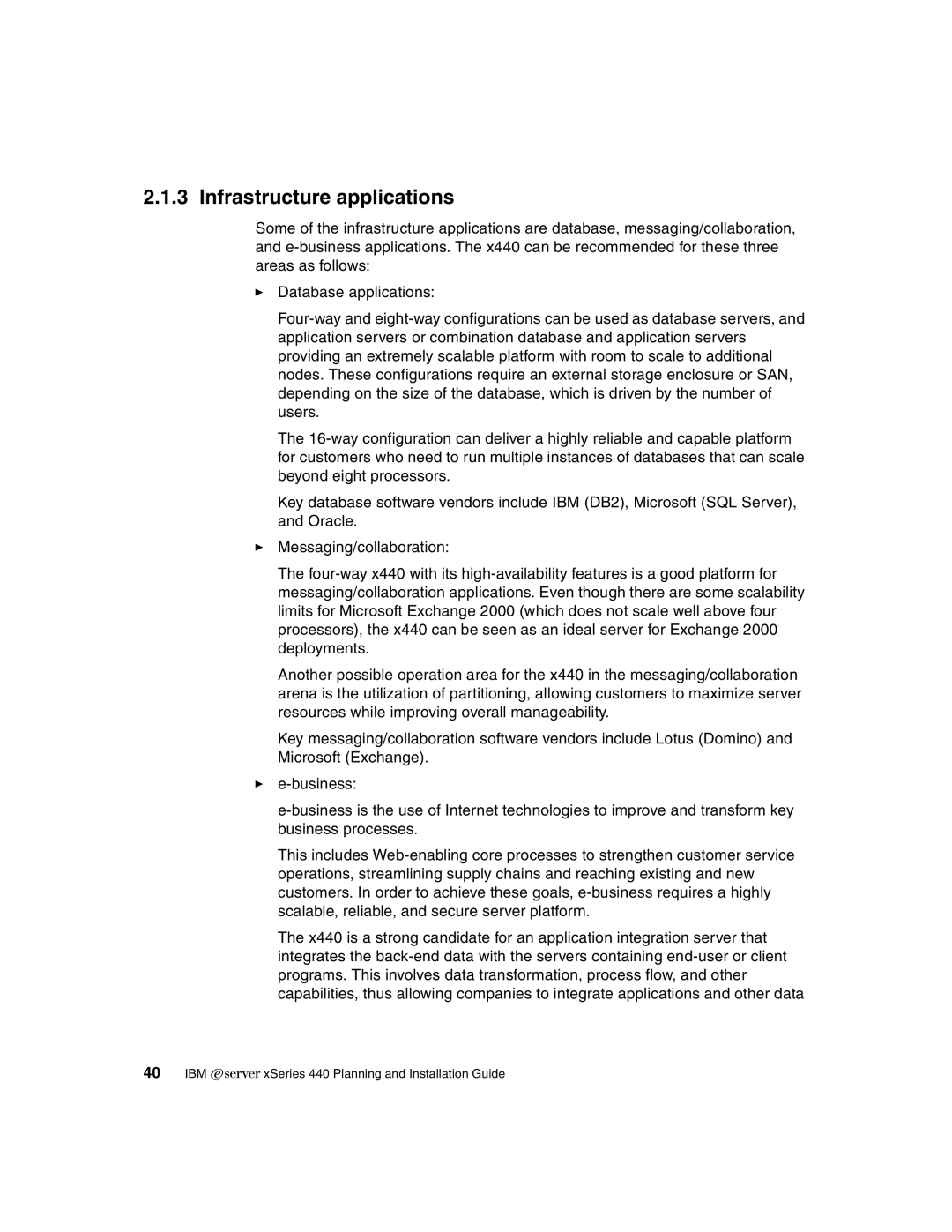 IBM 440 manual Infrastructure applications 