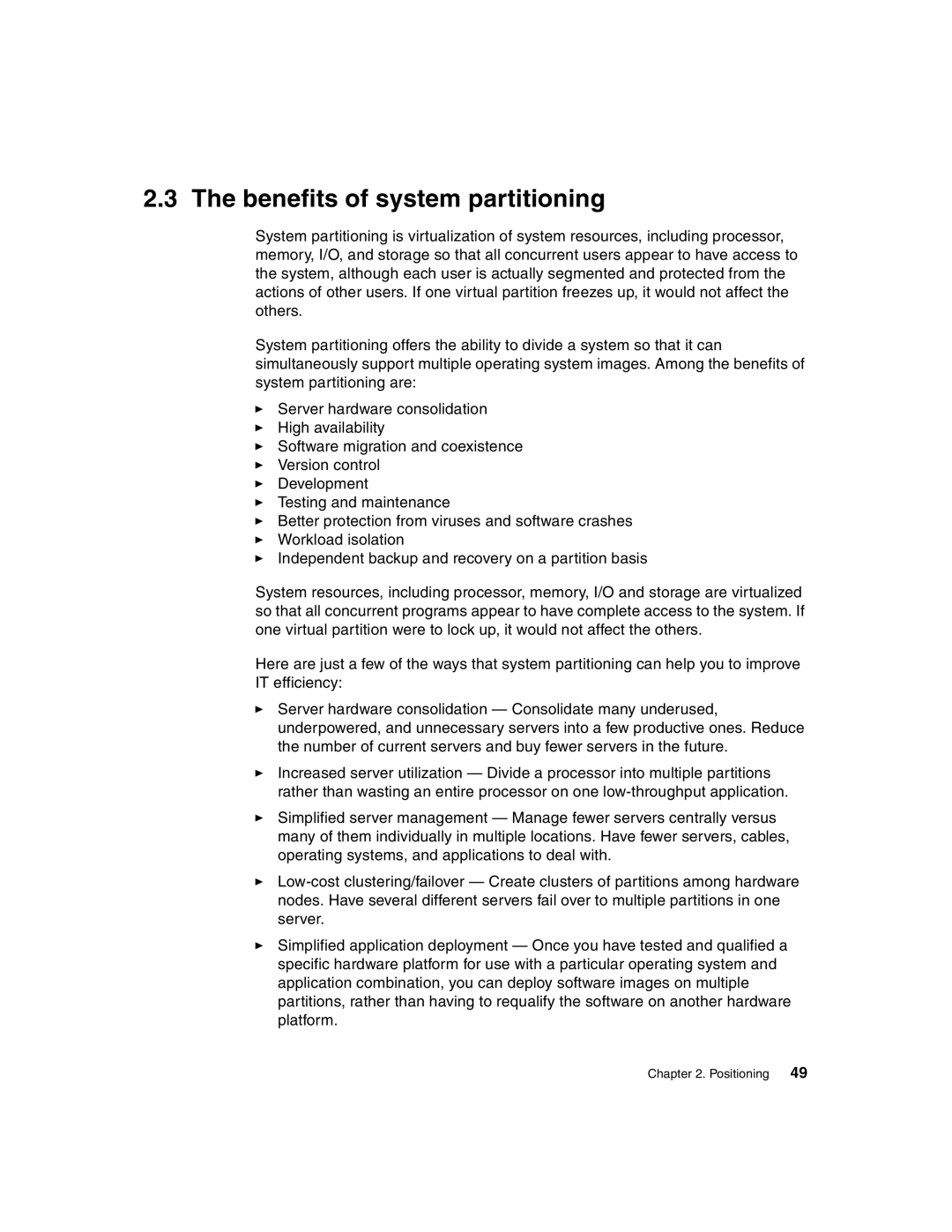 IBM 440 manual Benefits of system partitioning 