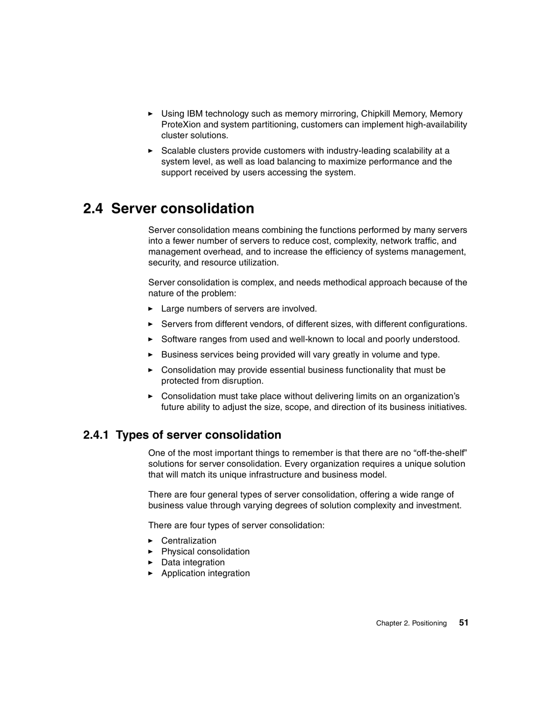 IBM 440 manual Server consolidation, Types of server consolidation 