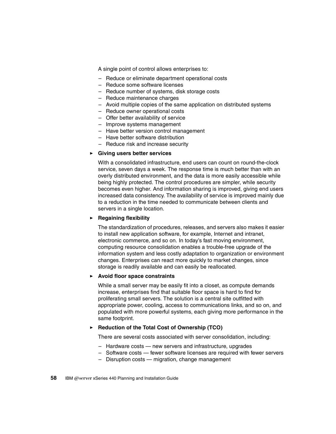 IBM 440 manual Giving users better services, Regaining flexibility, Avoid floor space constraints 