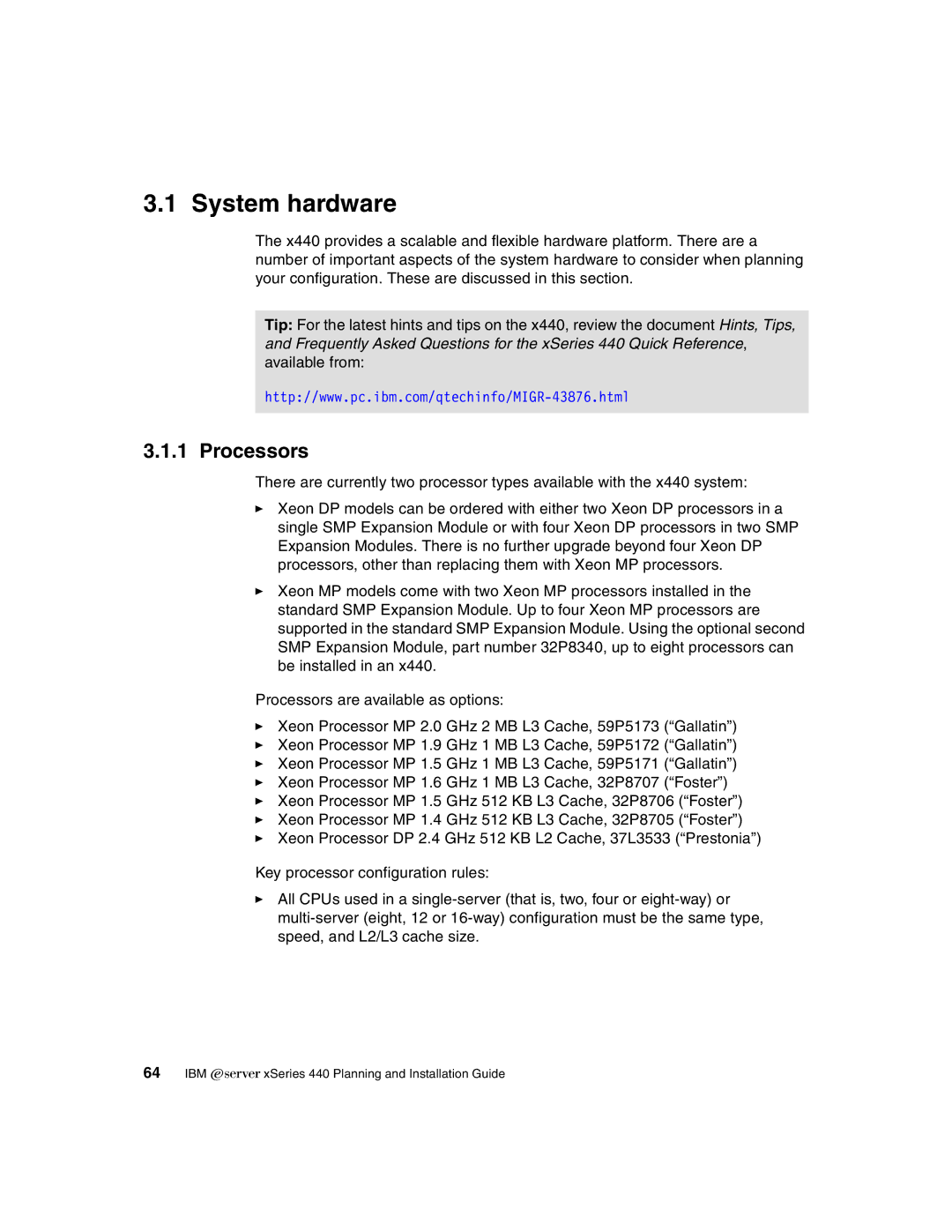 IBM 440 manual System hardware, Processors 