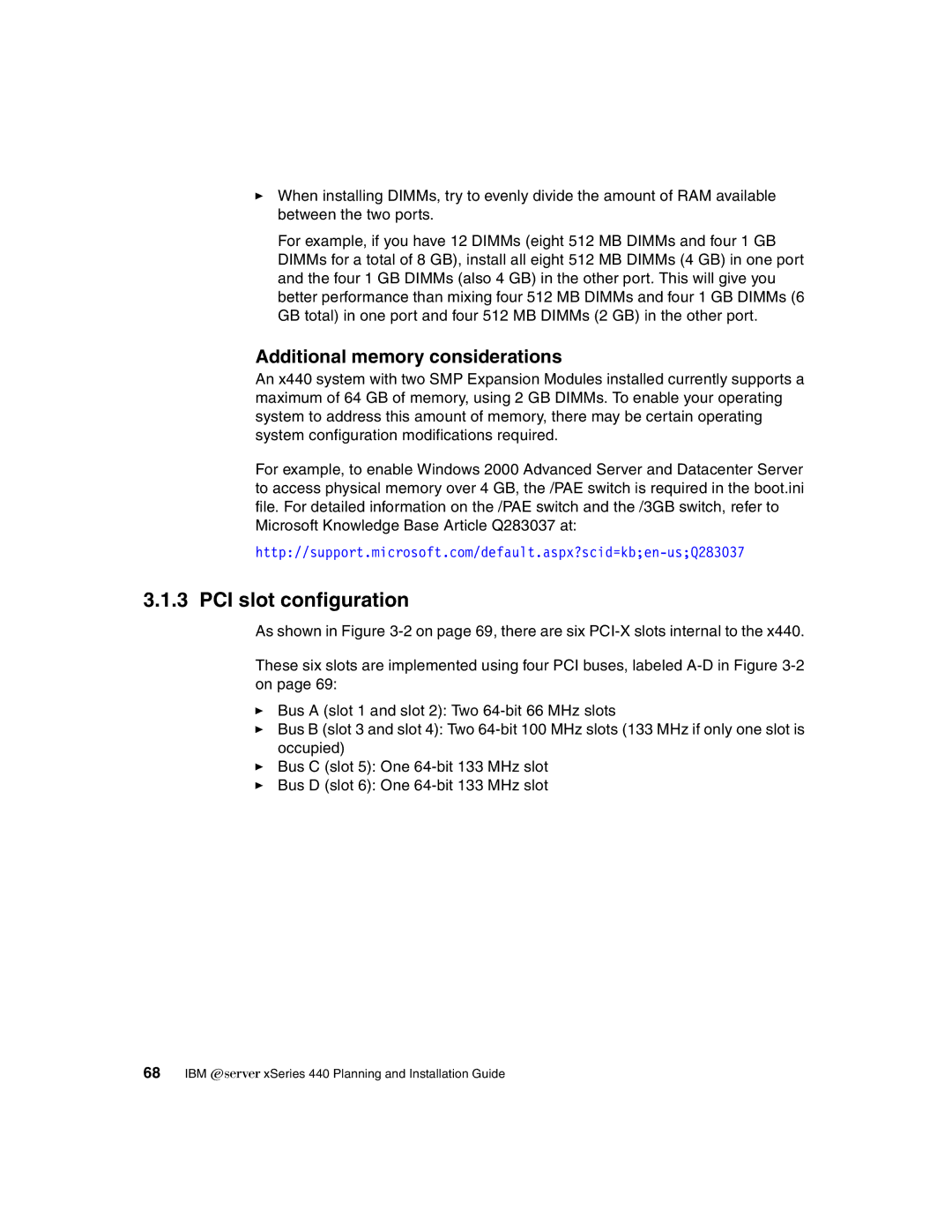 IBM 440 manual PCI slot configuration, Additional memory considerations 